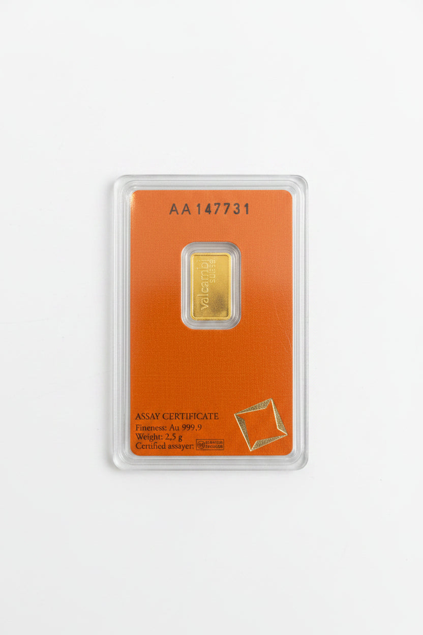 Valcambi Suisse 2.5g Gold Bar | Au 999.9 Fine Gold