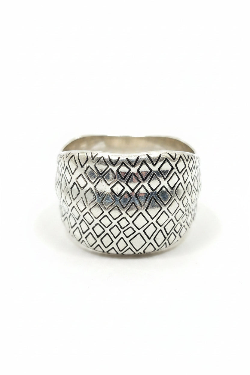 Silver Lattice Woven Wide Band bracelet