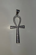 Natural Diamond 14K White Gold Ankh Cross Pendant 0.40 CTW