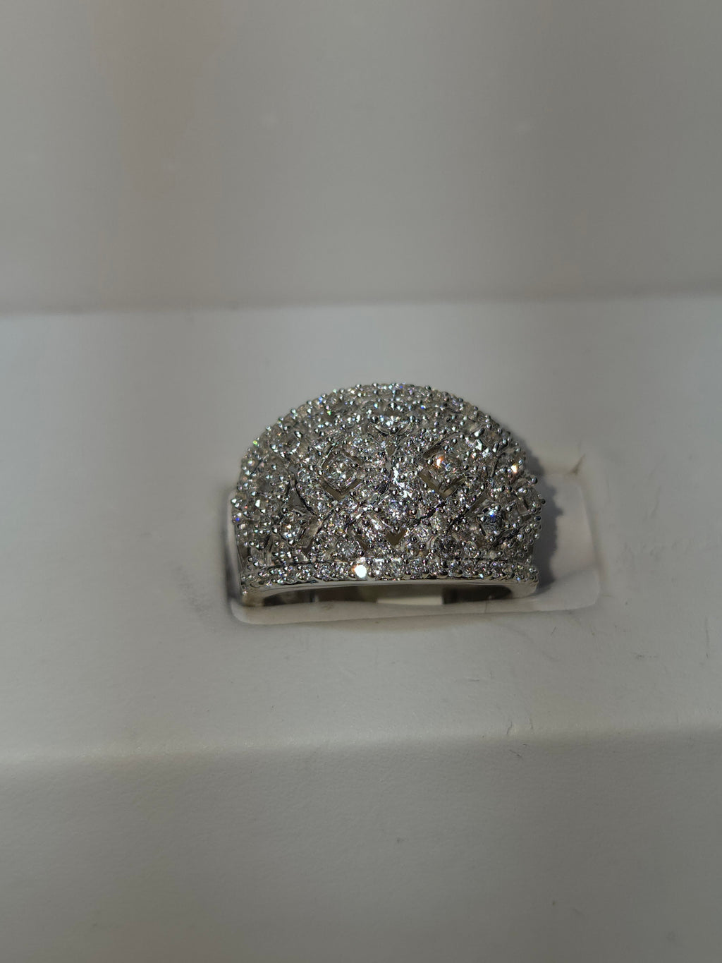 Natural Diamond 14K White Gold Cocktail Ring 1.00 CTW