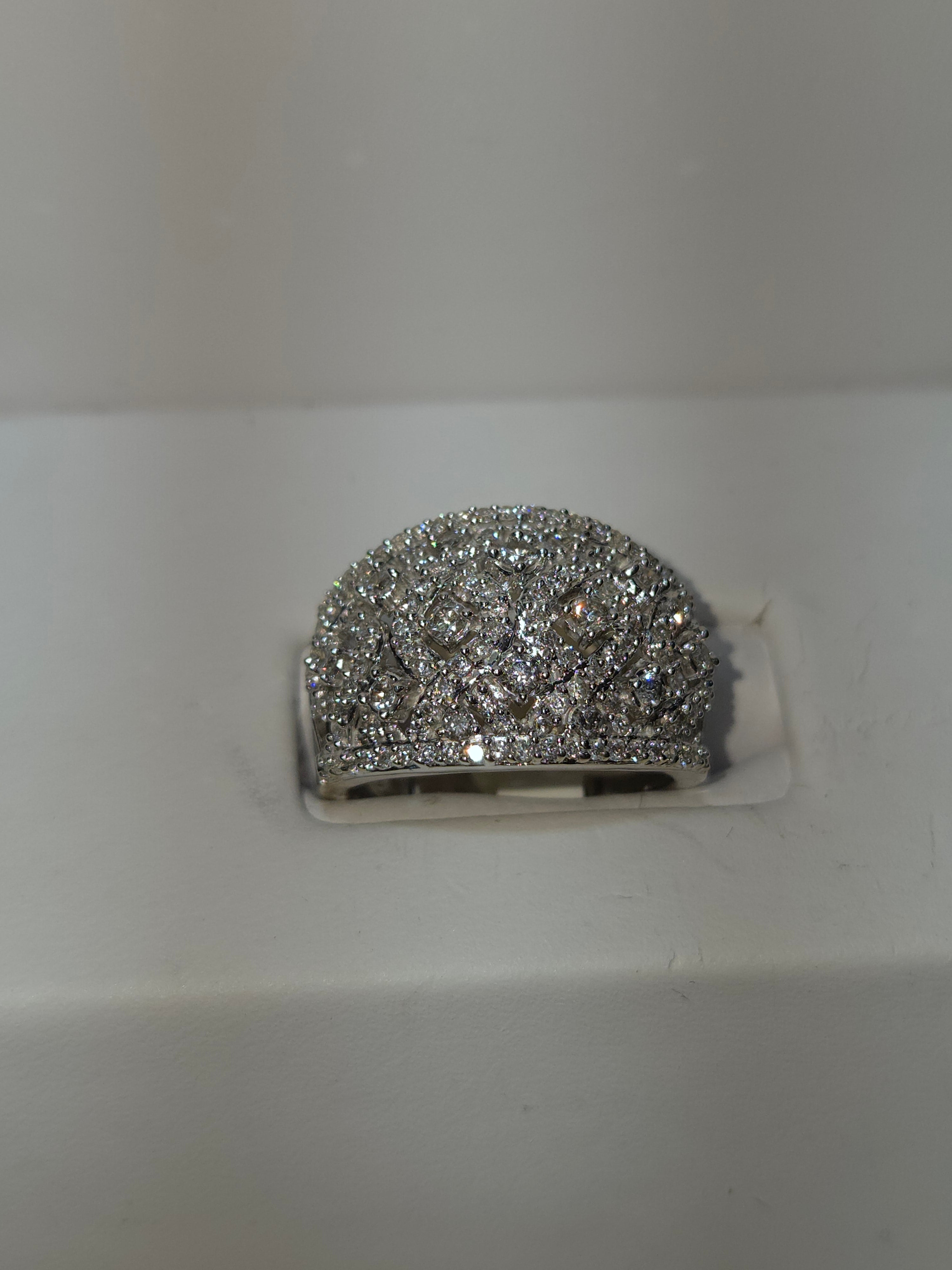 Natural Diamond 14K White Gold Cocktail Ring 1.00 CTW