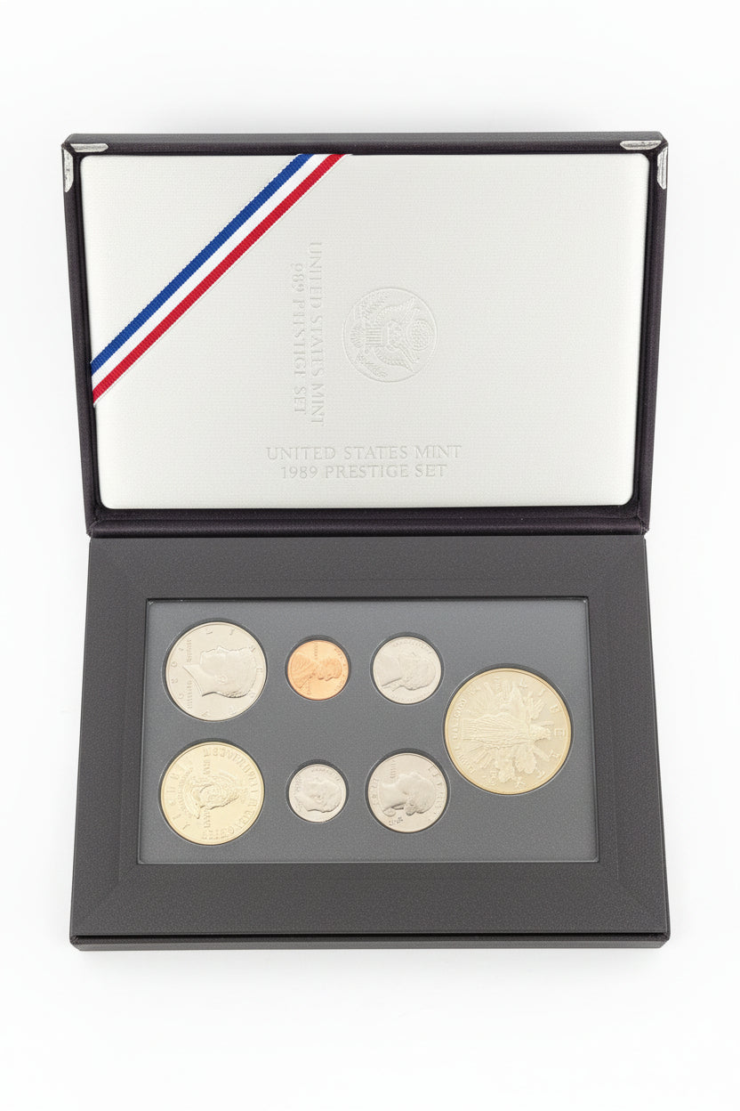 Framed collection of vintage collectible coins.