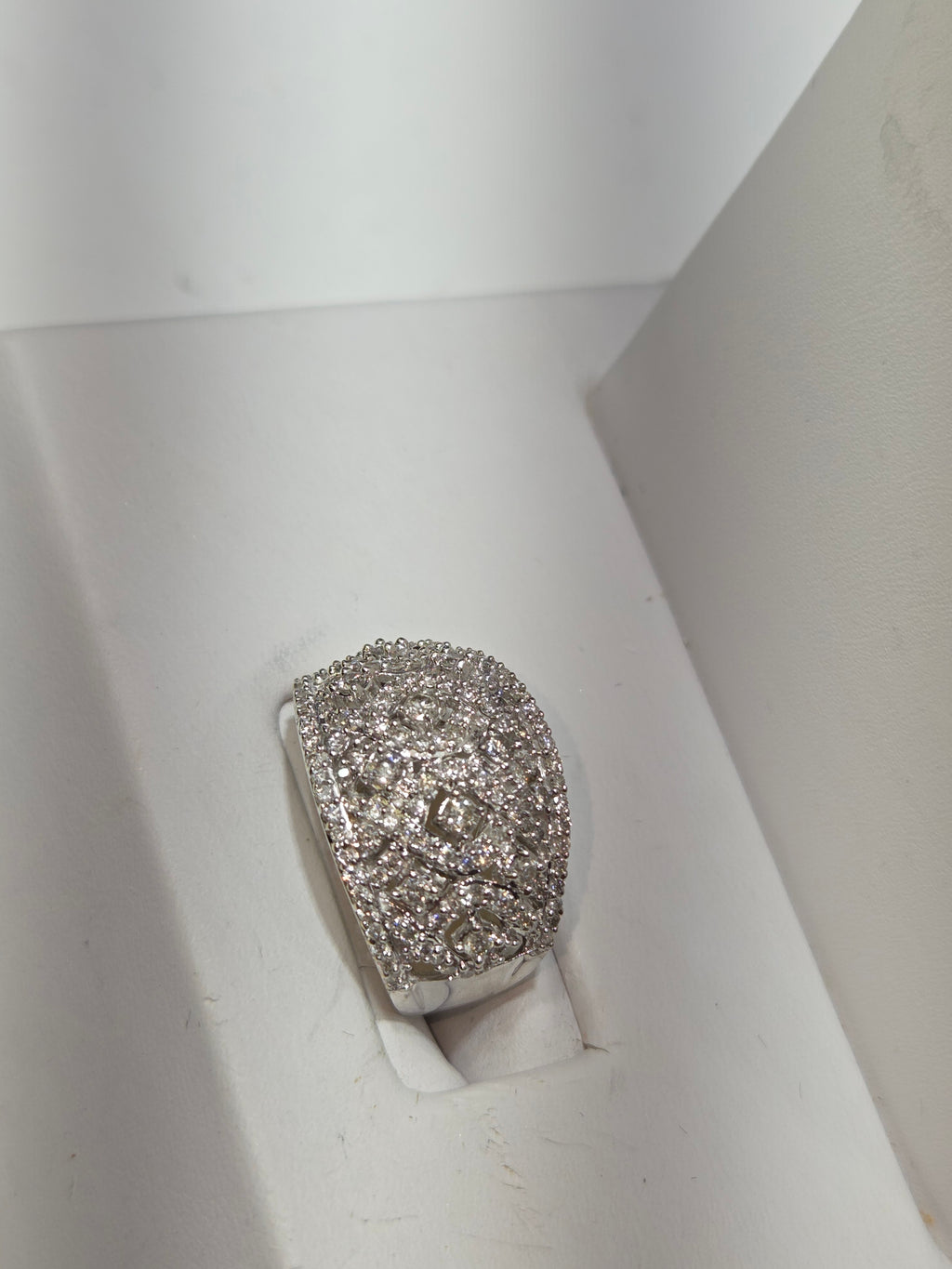 Natural Diamond 14K White Gold Cocktail Ring 1.00 CTW