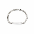 Sterling Silver 925 Cuban Link ID Bracelet — Italy, Engravable Bar
