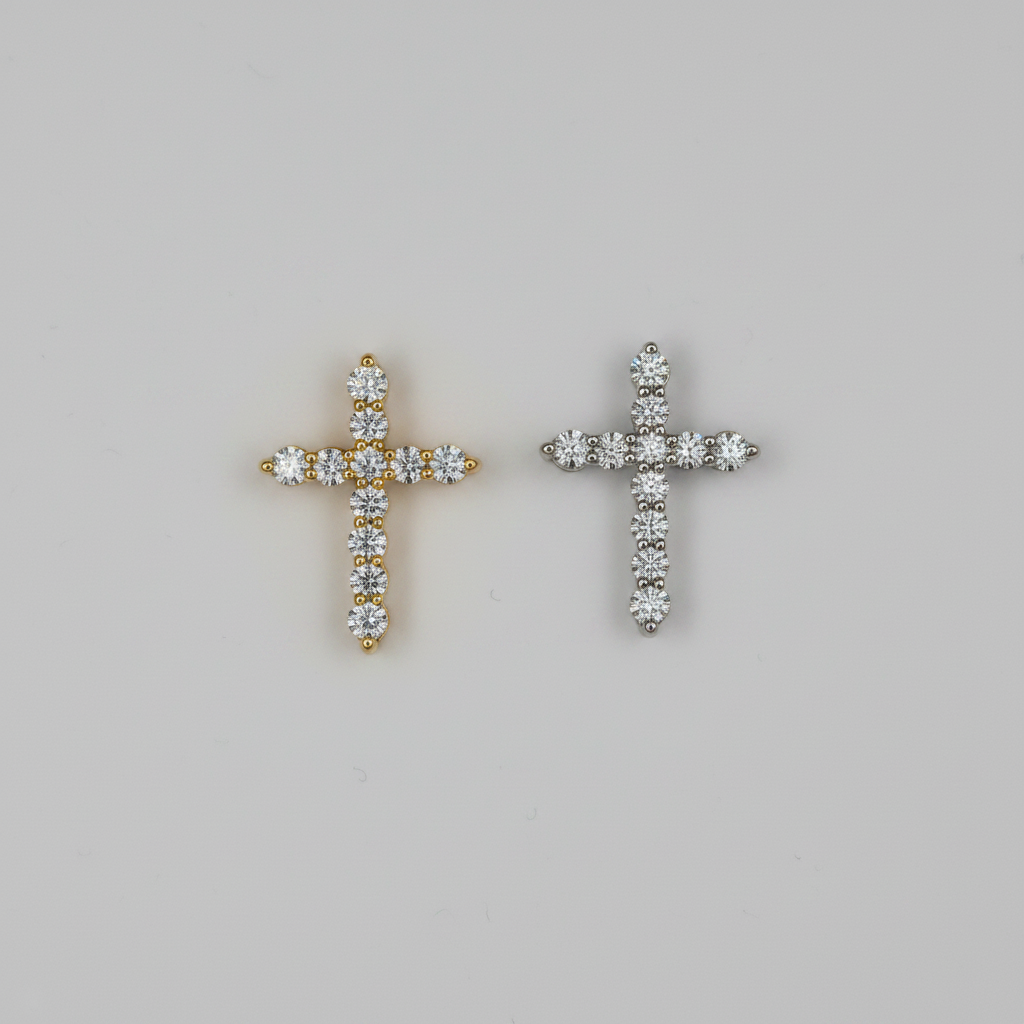 Lab Grown Diamond 14K White or Yellow Gold Cross Pendant 1.00 CTW