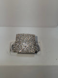 Natural Diamond 14K White Gold Large Square Cluster Ring 1.00 CTW