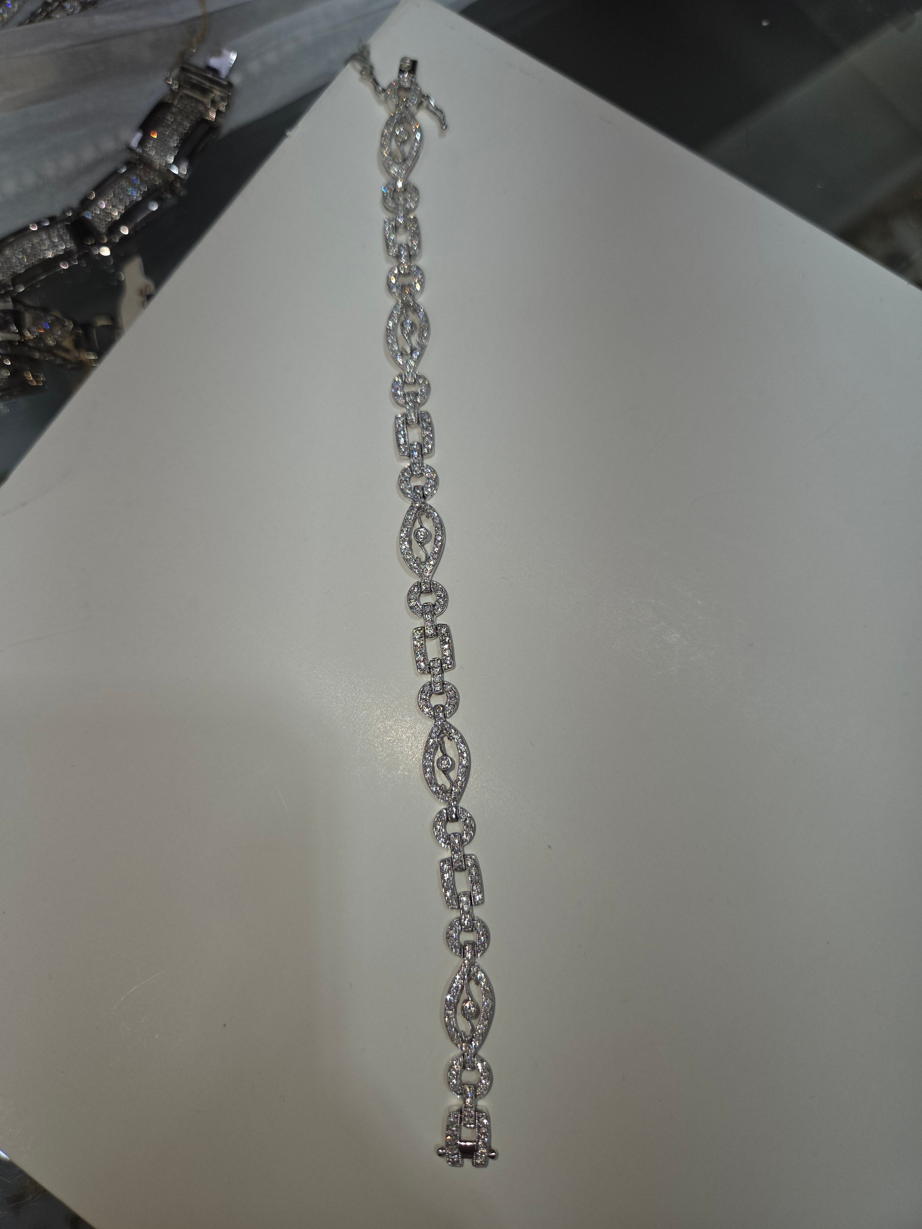 Men's 14K White Gold Diamond Bracelet