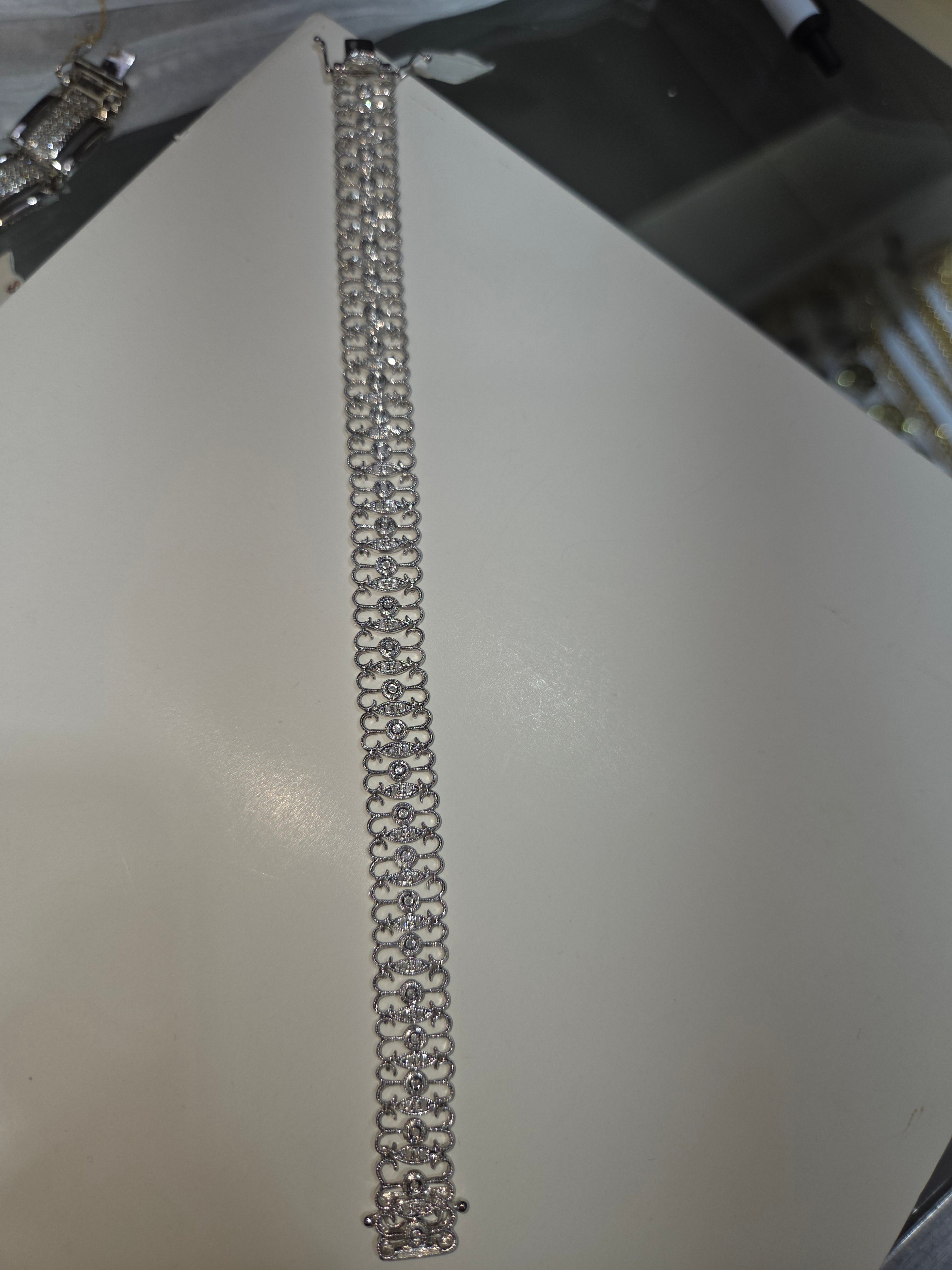 Men's 14K White Gold Diamond Bracelet