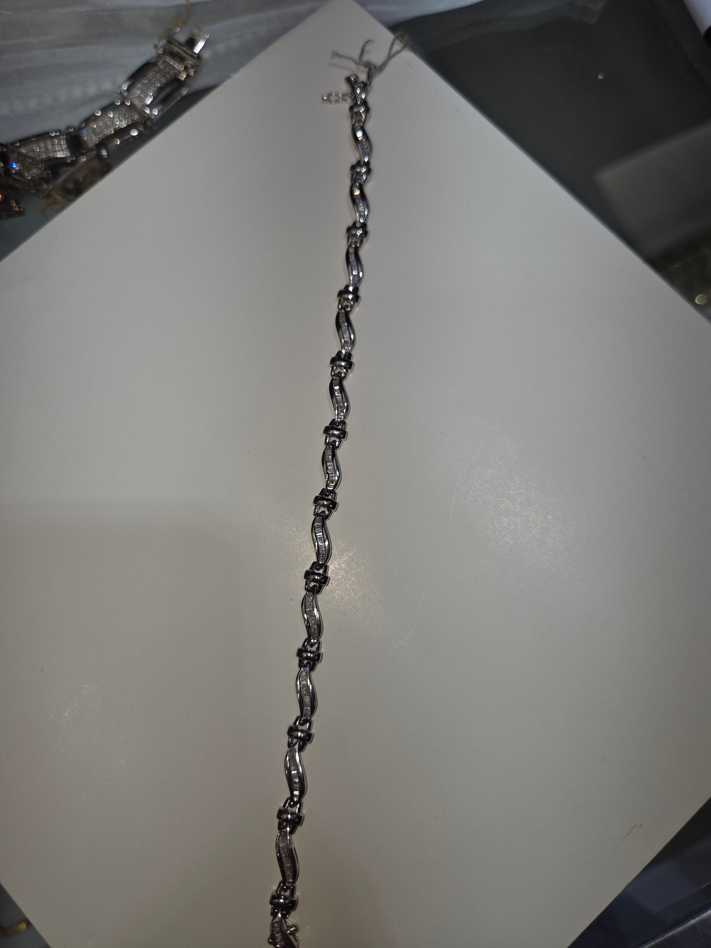 Men's 14K White Gold Diamond Bracelet