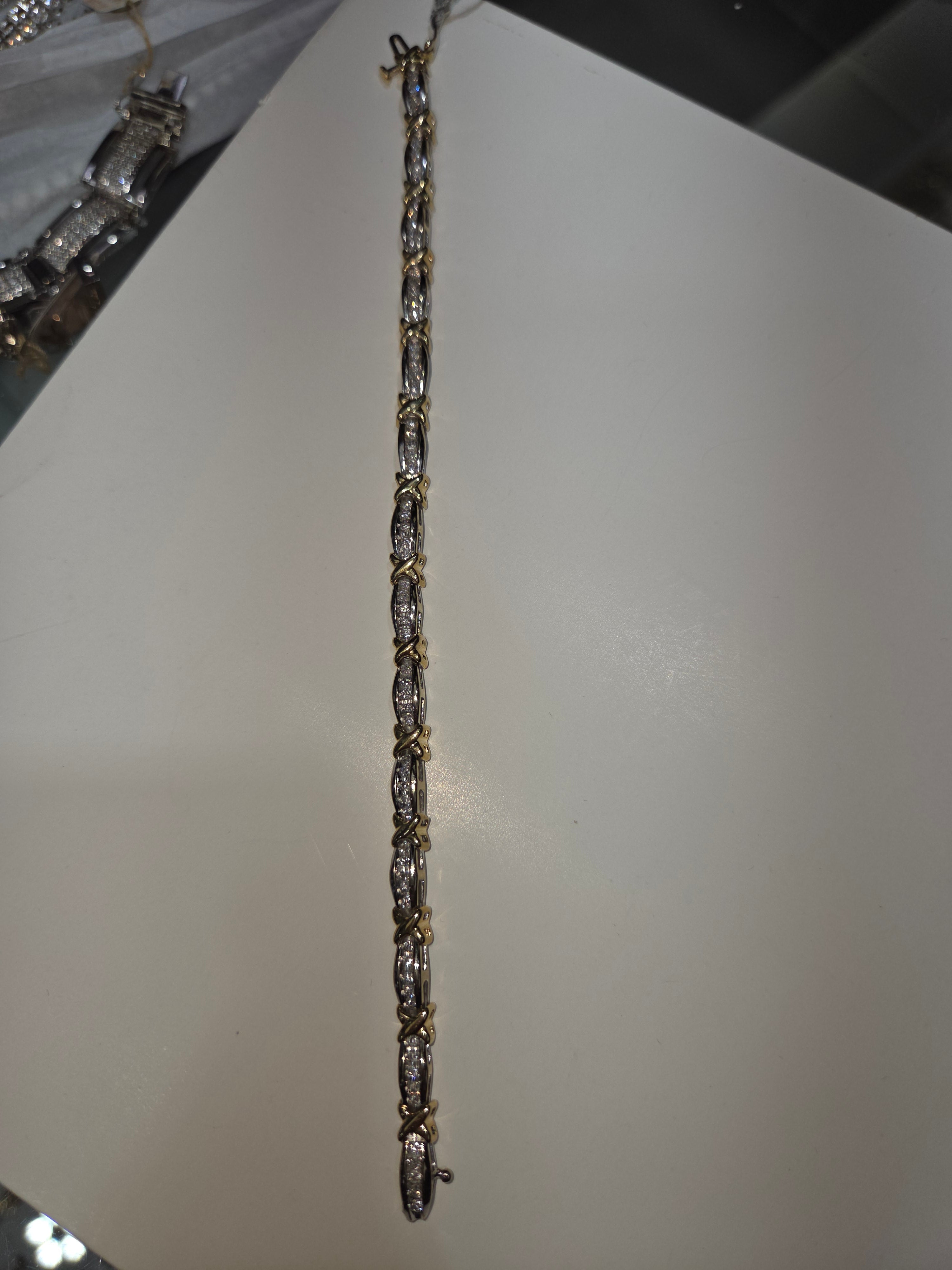 Men's 14K Two Tone Gold Diamond Bracelet
