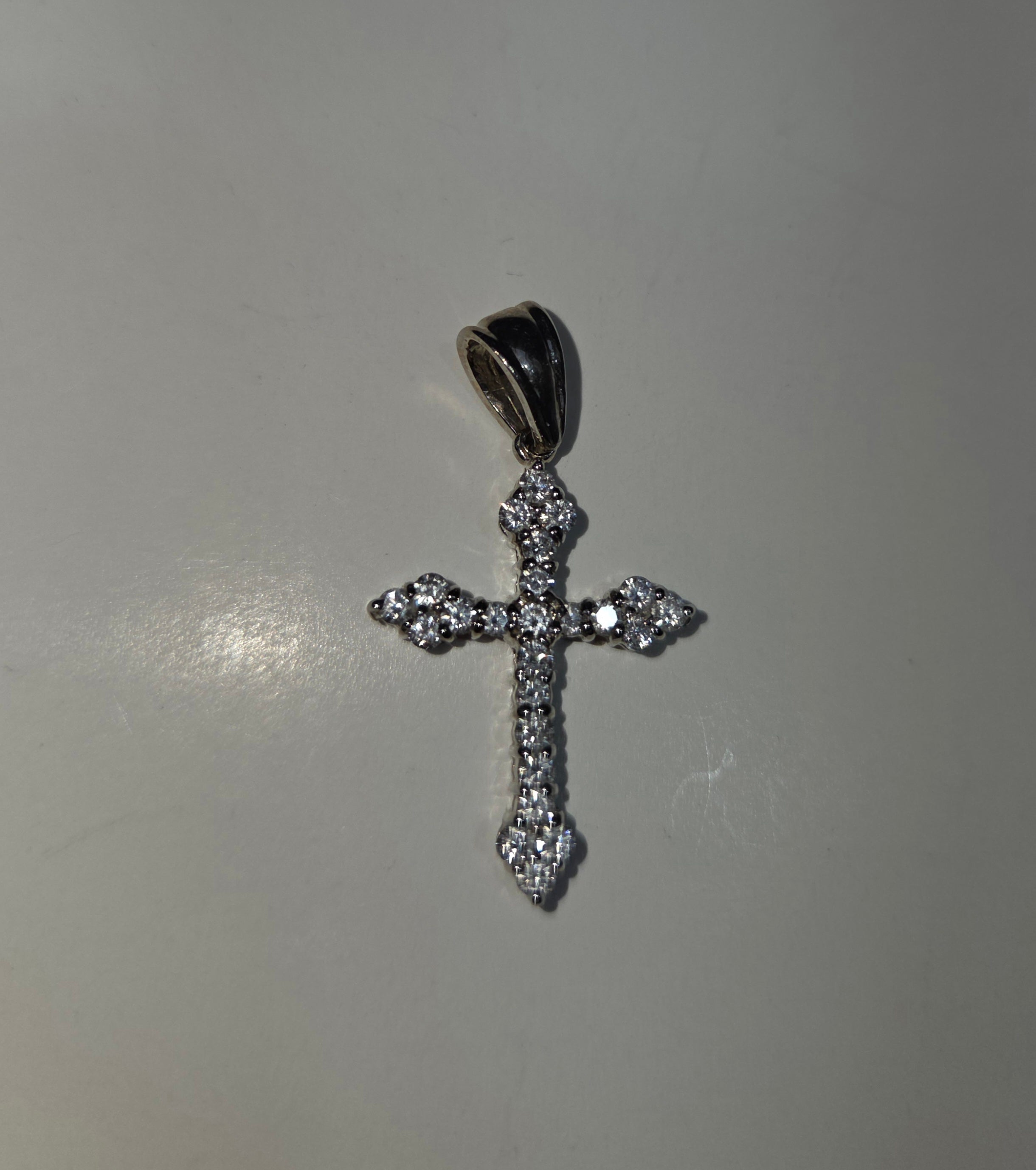Natural Diamond 14K White Gold Dagger Cross Pendant 2.50 CTW