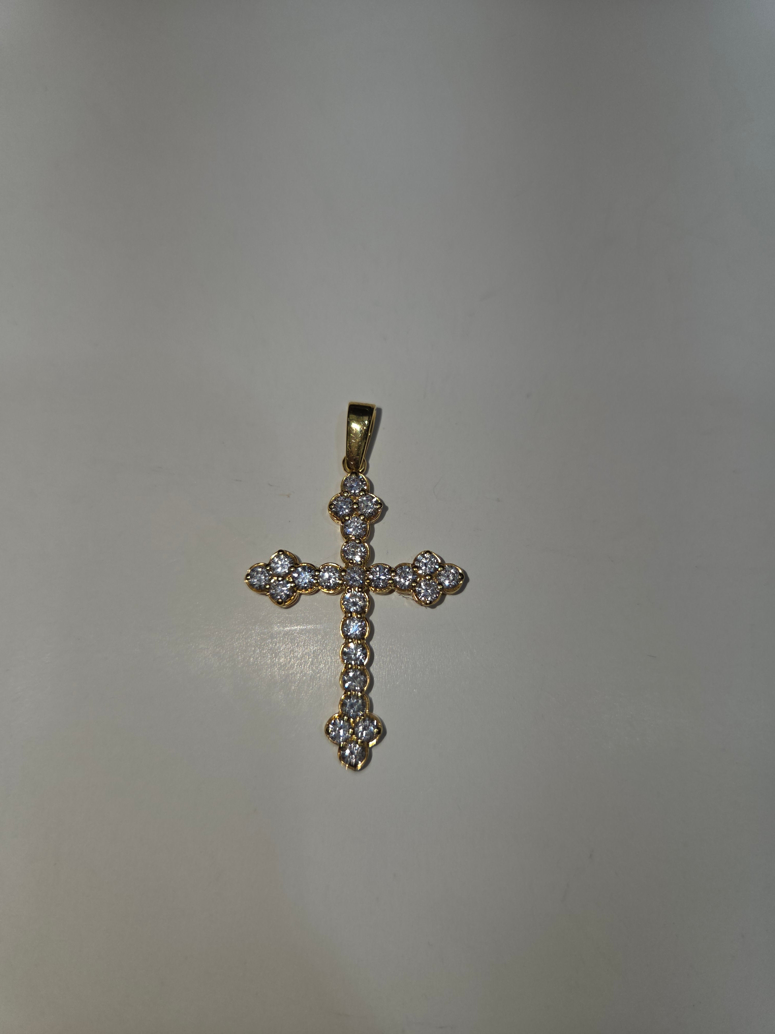Natural Diamond 14K Yellow Gold Cross Pendant 1.40 CTW