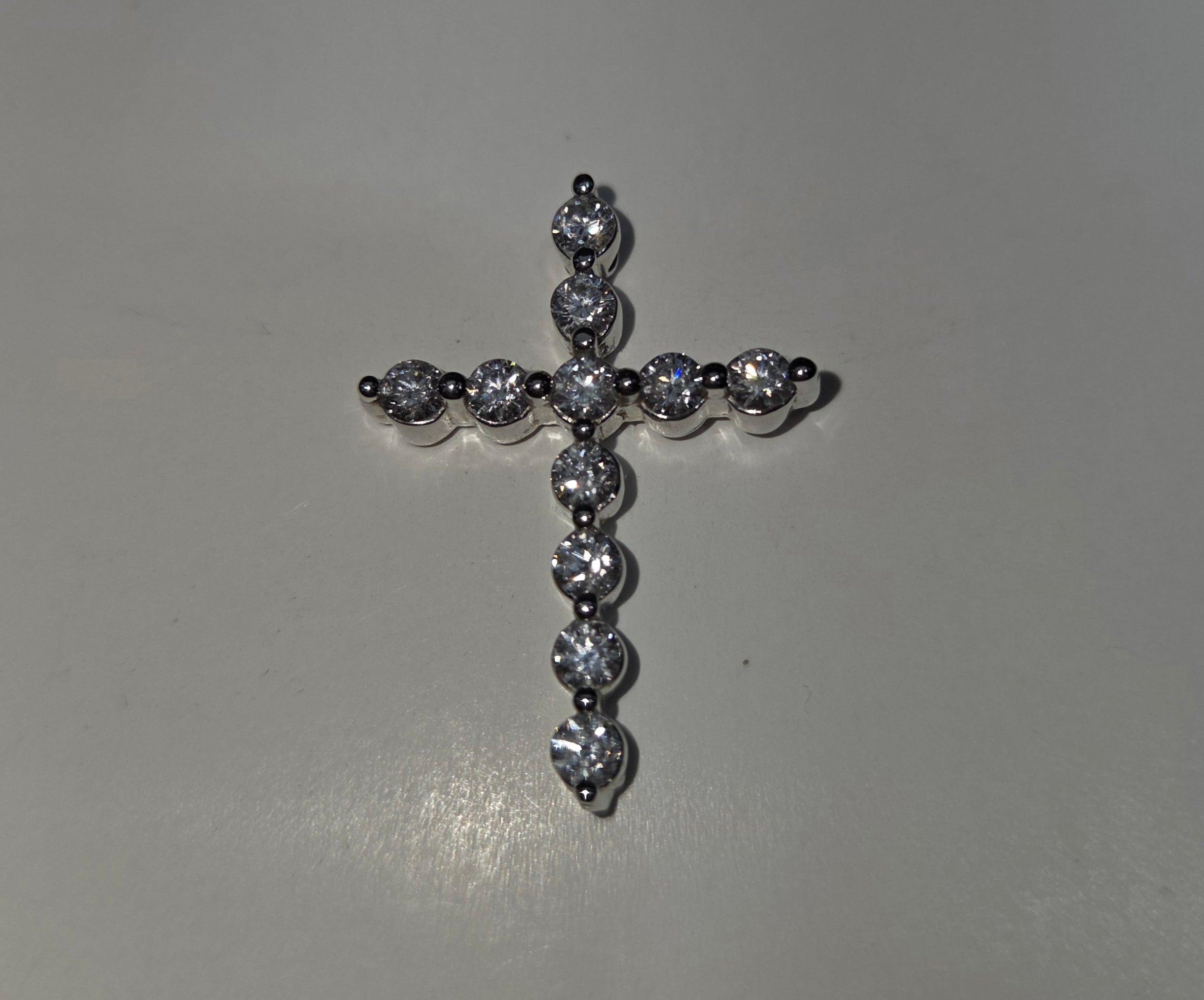 Natural Diamond 14K White Gold Circle Cross Pendant 1.50 CTW
