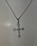 Natural Diamond 18K White Gold Loop Cross Pendant 0.20 CTW