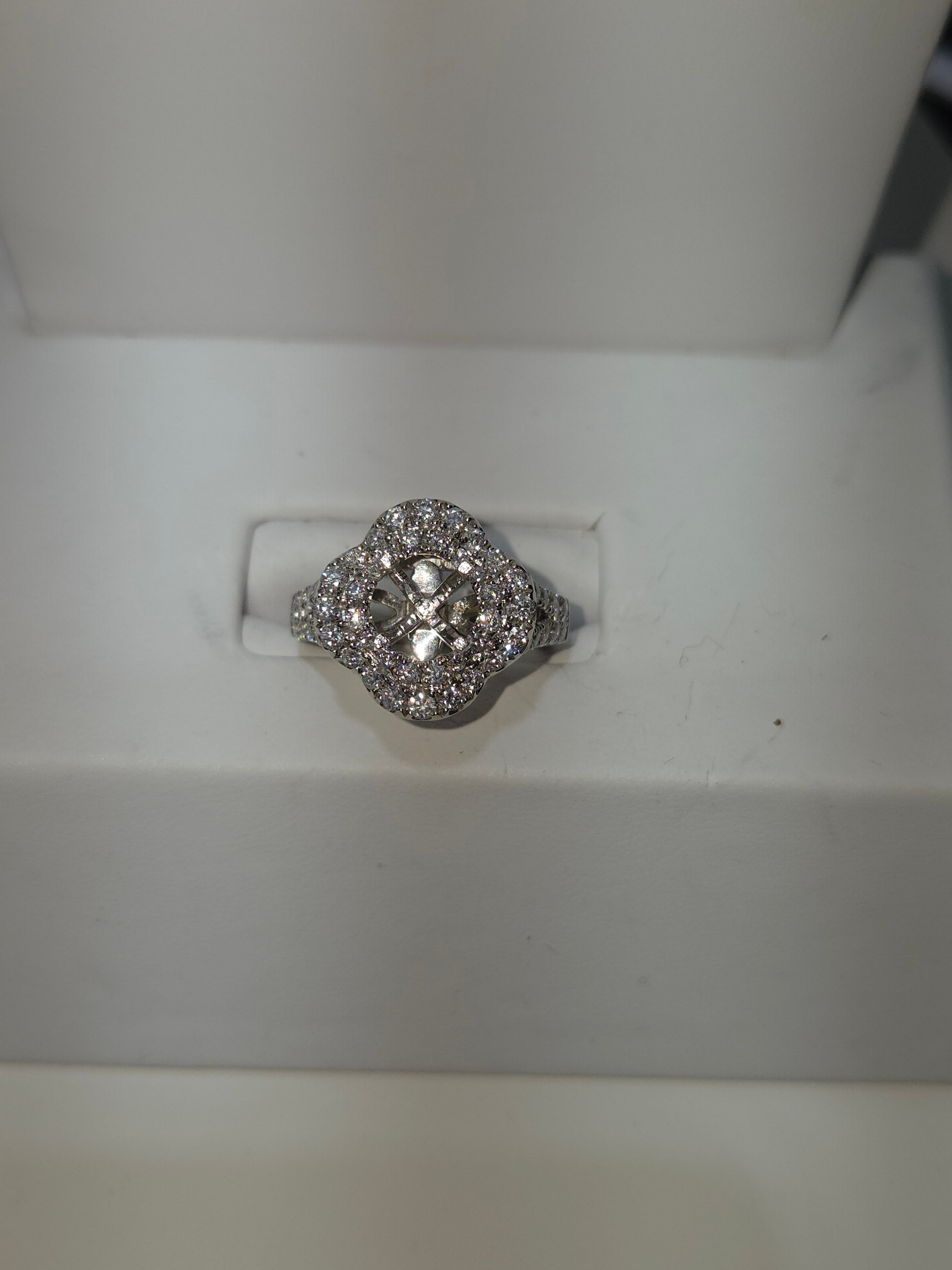 Natural Diamond 14K White Gold Open Top Semi-Mount Ring 0.93 CTW