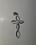 Natural Diamond 14K White Gold Loop Cross Pendant 0.35 CTW