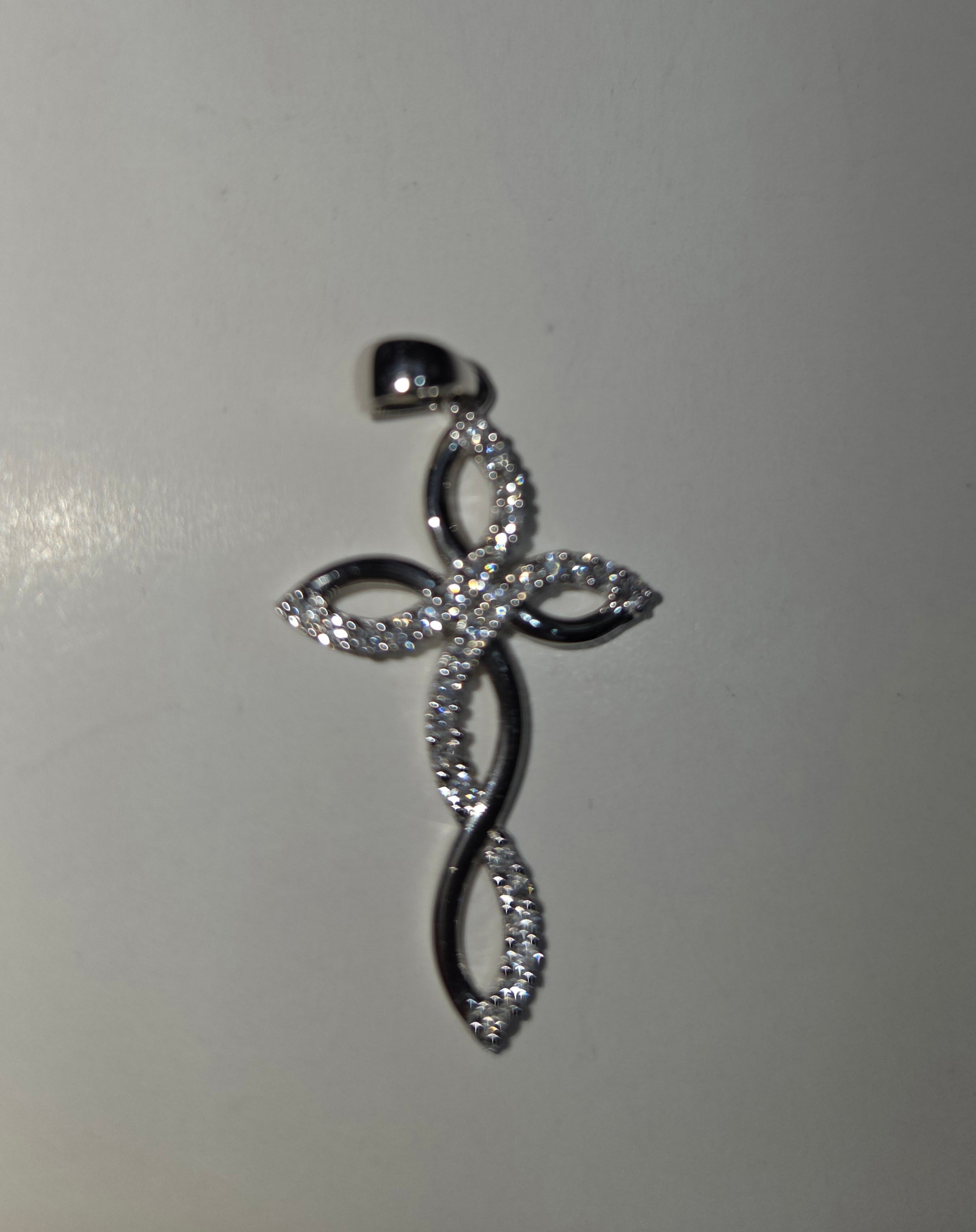 Natural Diamond 14K White Gold Loop Cross Pendant 0.35 CTW