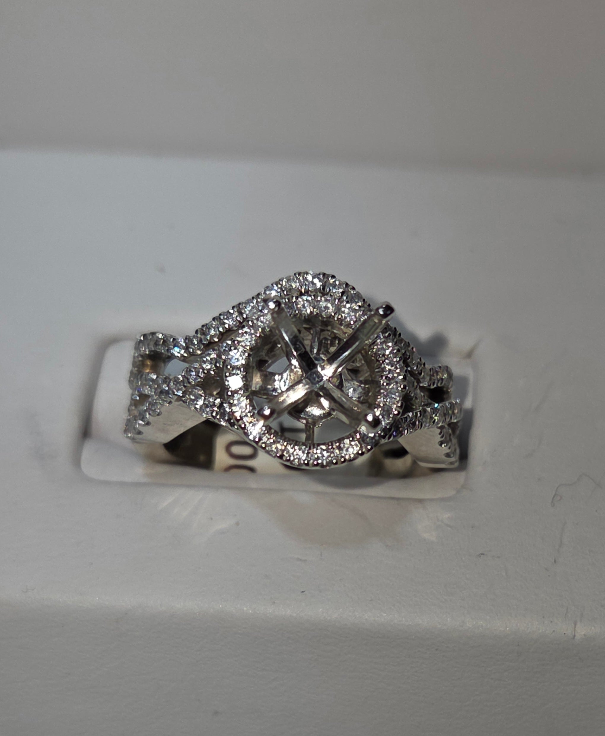 Natural Diamond 14K White Gold Open Top Engagement Ring with Matching Band 1.70 CTW