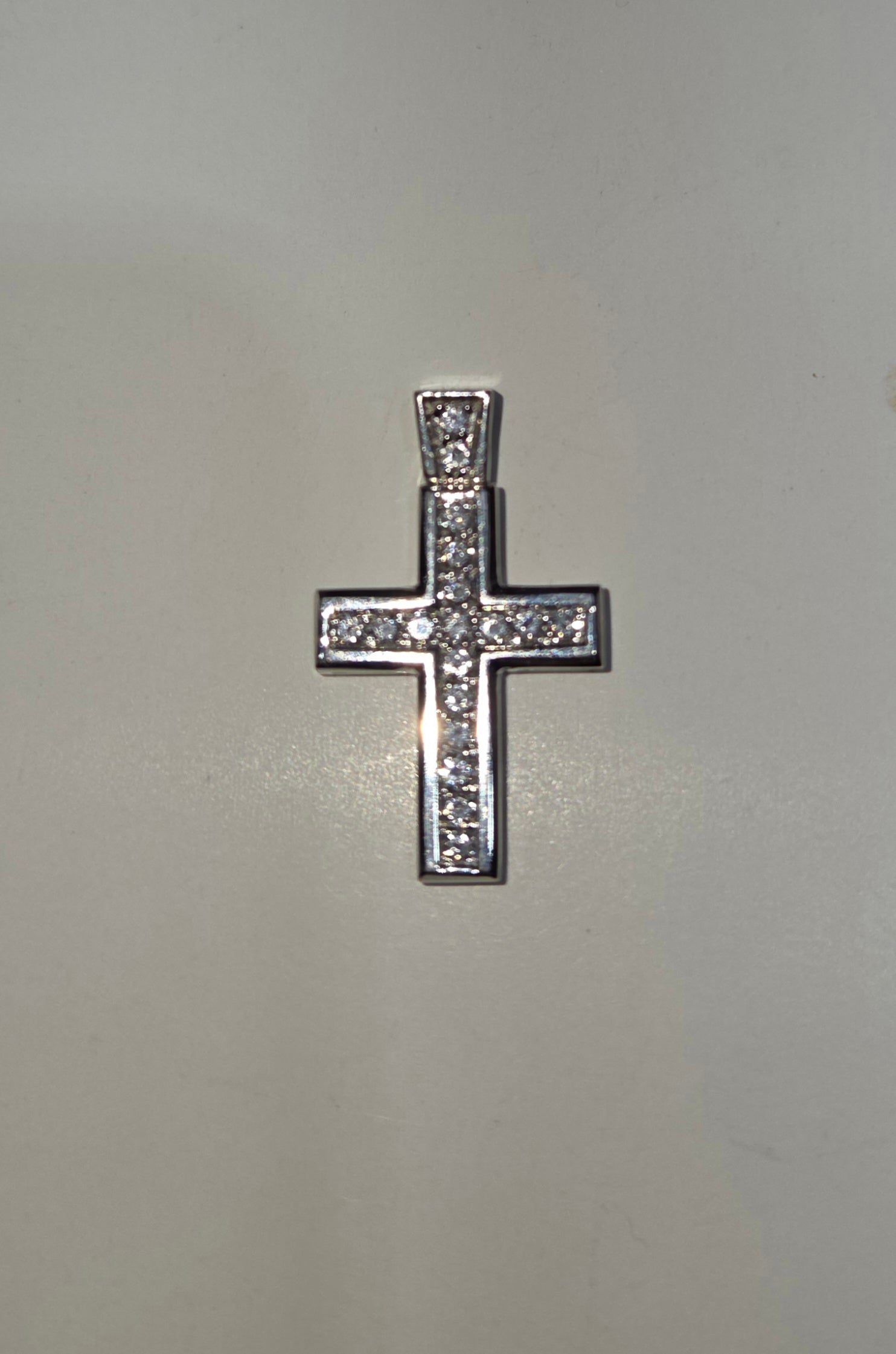 Natural Diamond 14K White Gold Square Cross Pendant 0.85 CTW