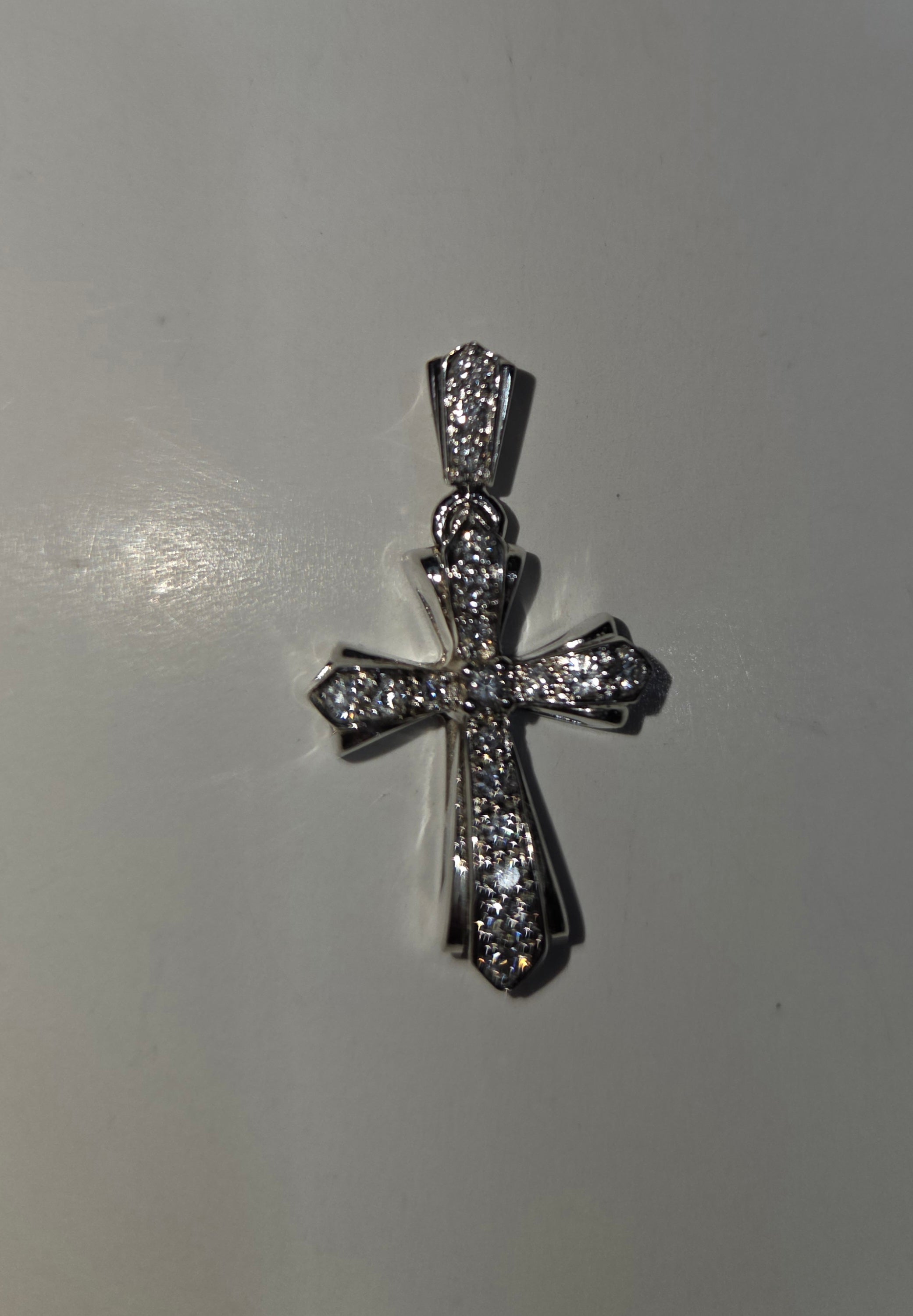 Natural Diamond 14K White Gold Cross Pendant 0.35 CTW