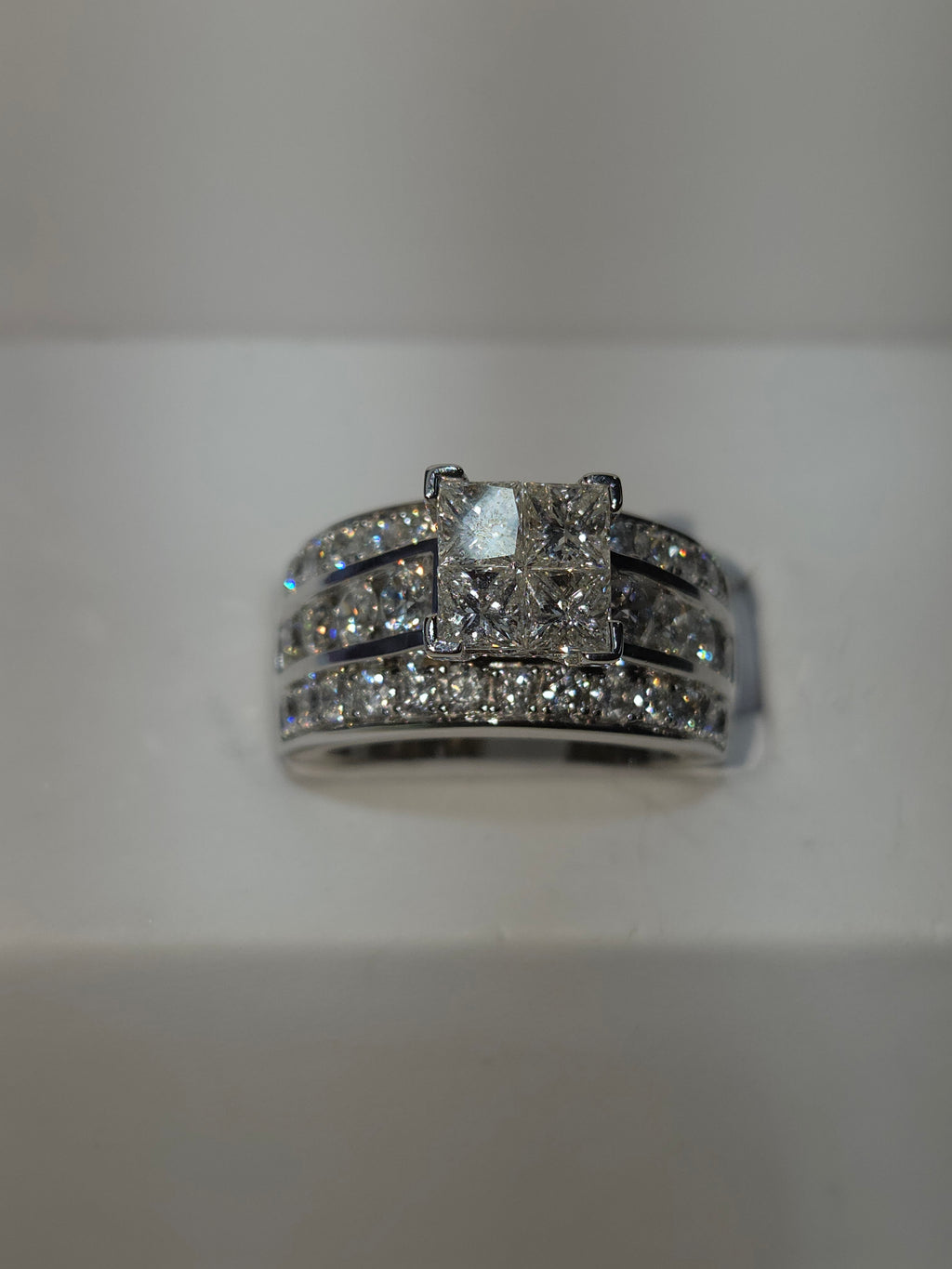 Natural Diamond 14K White Gold Large Baguette Engagement Ring 2.50 CTW