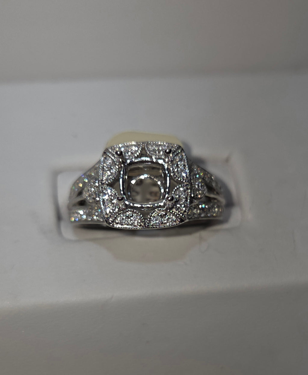 Natural Diamond 14K White Gold Illusion Tri-Look Open Engagement Ring 2.00 CTW