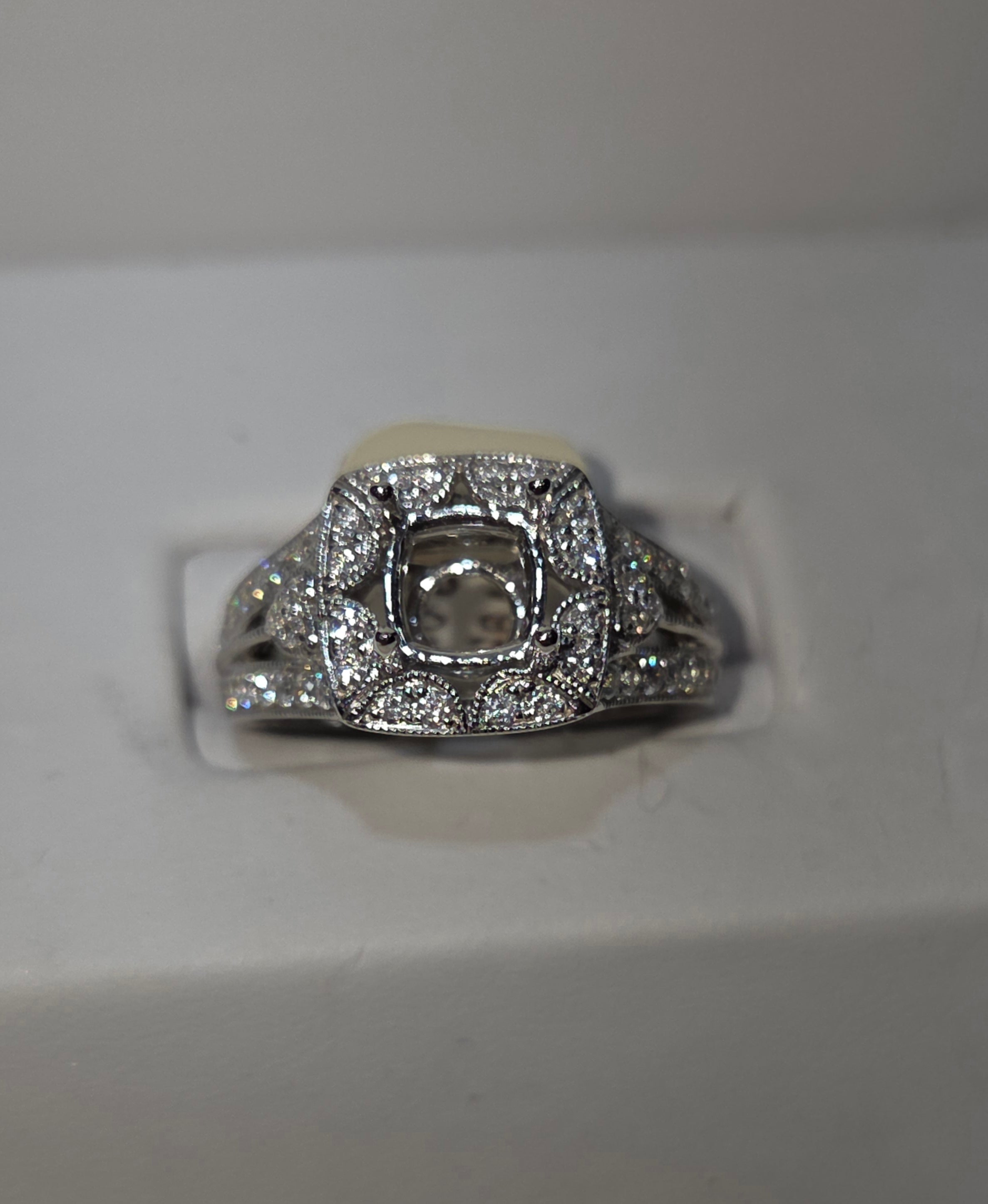 Natural Diamond 14K White Gold Illusion Tri-Look Open Engagement Ring 2.00 CTW
