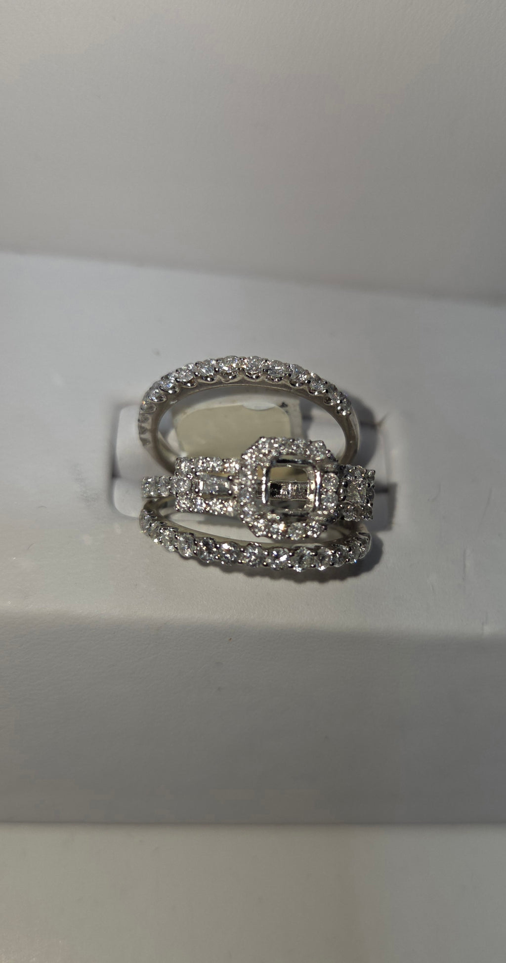 Natural Diamond 18K Two-Tone Gold 3-Piece Bridal Set Open Top Engagement Ring 1.40 CTW