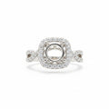14K White Gold Open Band Natural Diamond Engagement Ring (No Center Stone)