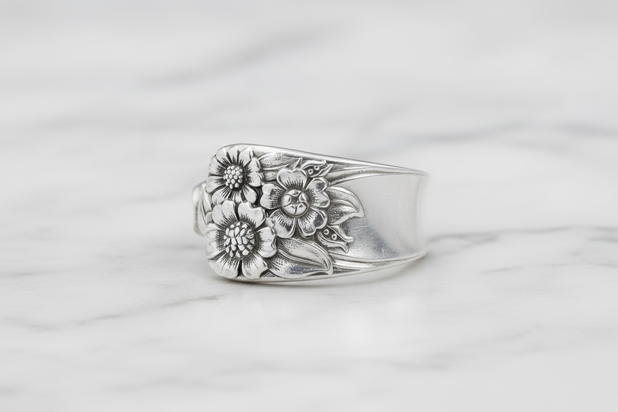 Floral Spoon Ring – Sterling Silver