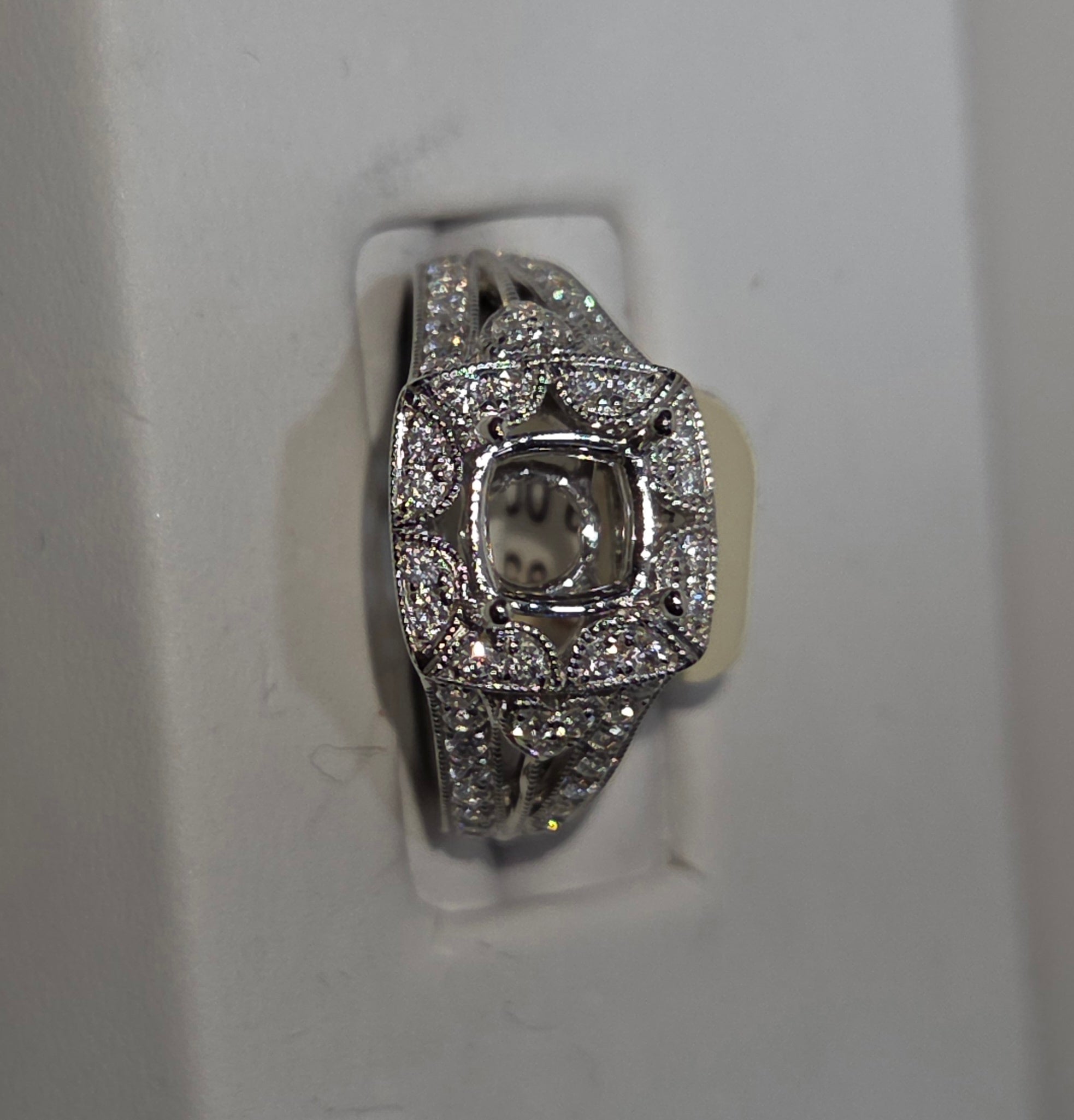 Natural Diamond 14K White Gold Illusion Tri-Look Open Engagement Ring 2.00 CTW