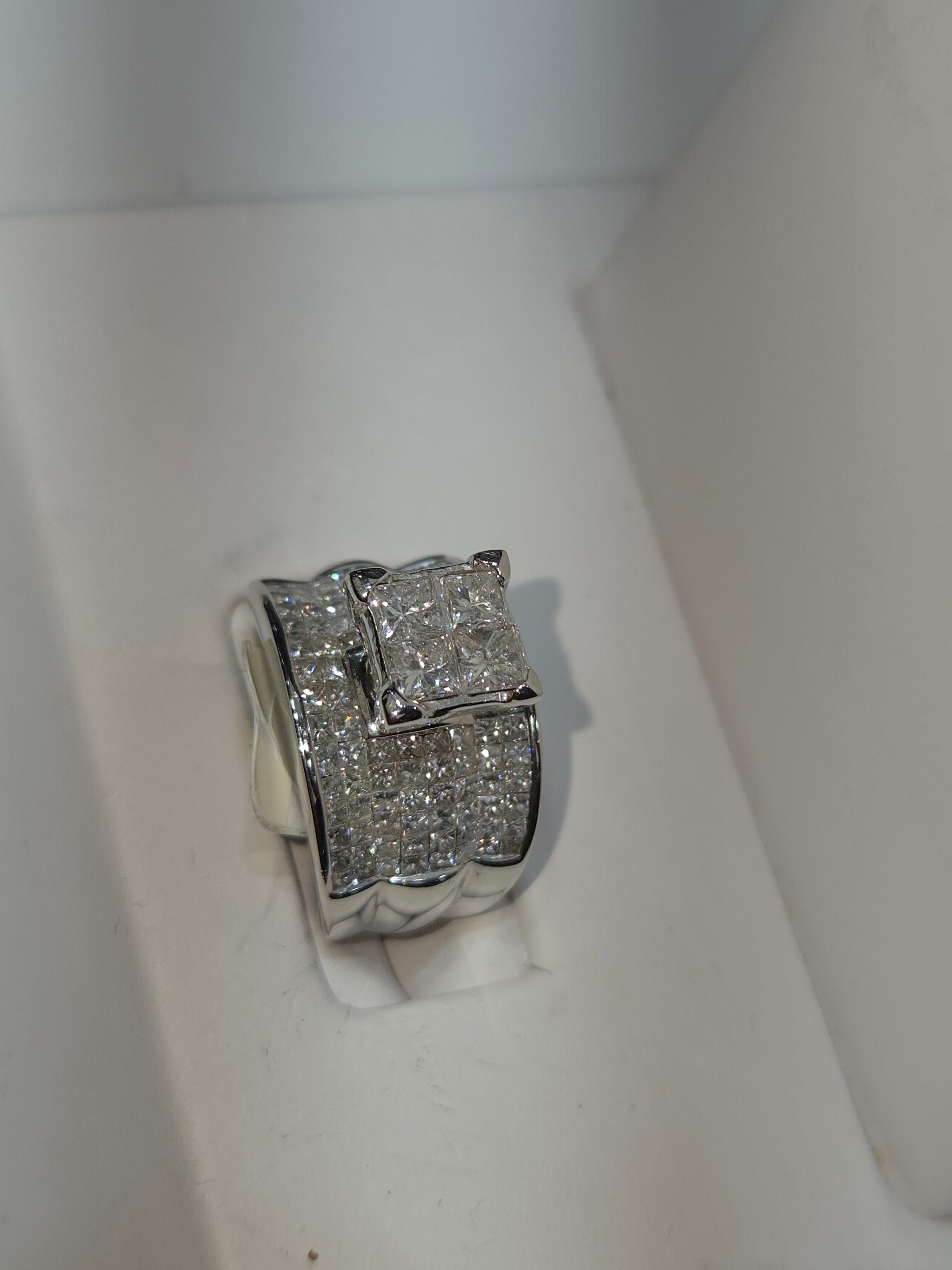 Natural Diamond 14K White Gold Large Baguette Engagement Ring 2.50 CTW