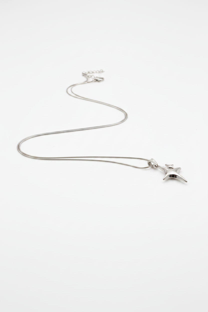 Silver North Star Pendant Necklace