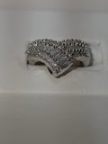 Natural Diamond 14K White Gold Graduated V-Shape Ring 1.00 CTW