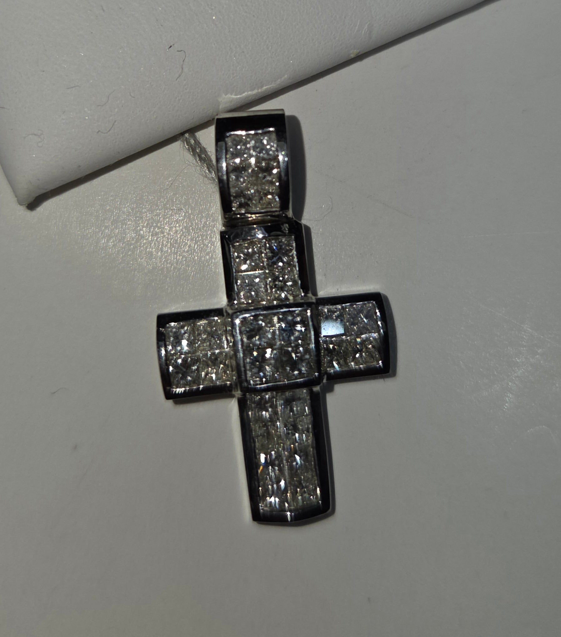 Natural Diamond 14K White Gold Wide Cross Pendant 0.75 CTW